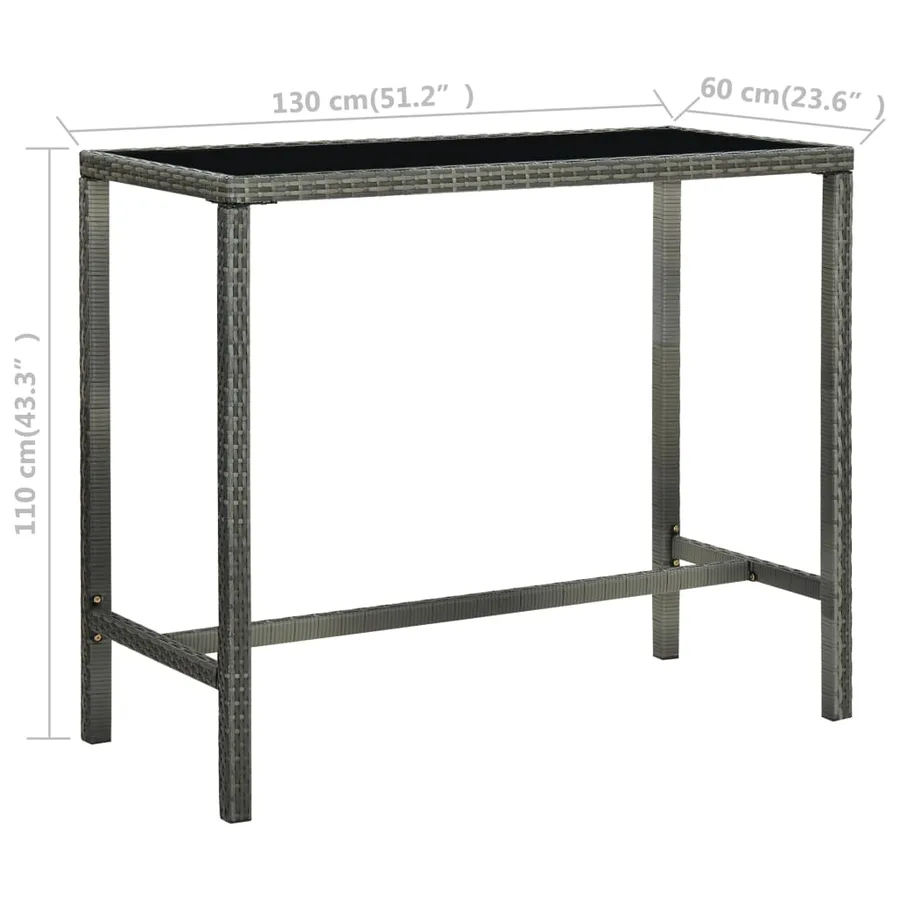 Ensemble de bar de jardin 9 pcs et coussins Résine tressée Gris - 11