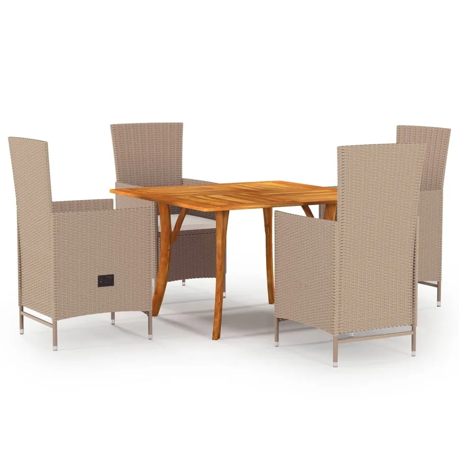 Ensemble à manger de jardin 5 pcs Beige