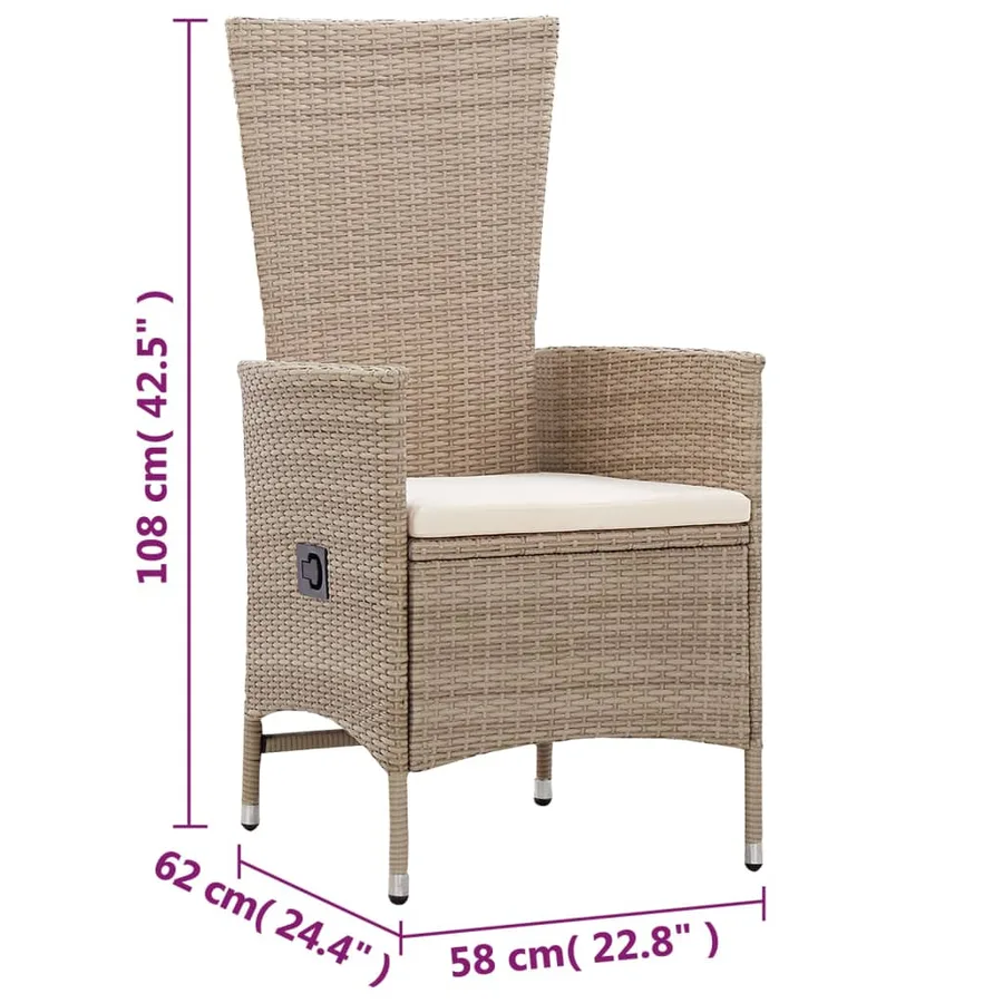 Ensemble à manger de jardin 5 pcs Beige - 10