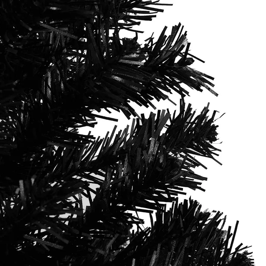 Arbre de Noël artificiel pré-éclairé et boules noir 150 cm PVC - 5