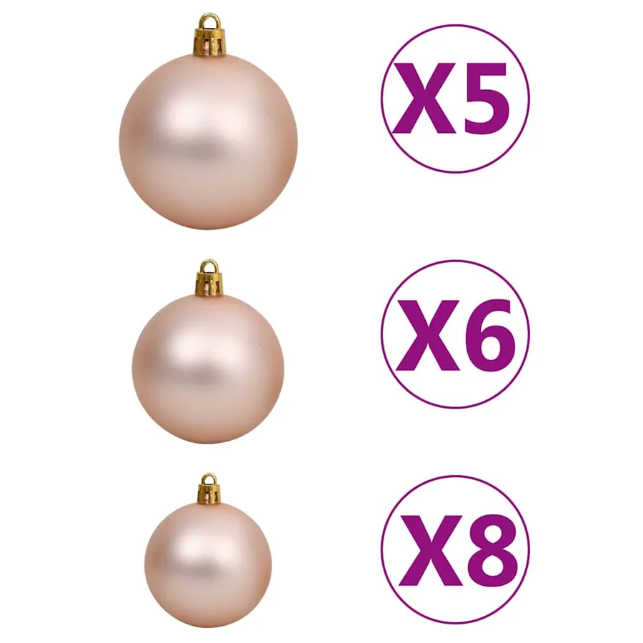 Arbre de Noël artificiel pré-éclairé et boules noir 150 cm PVC - 8