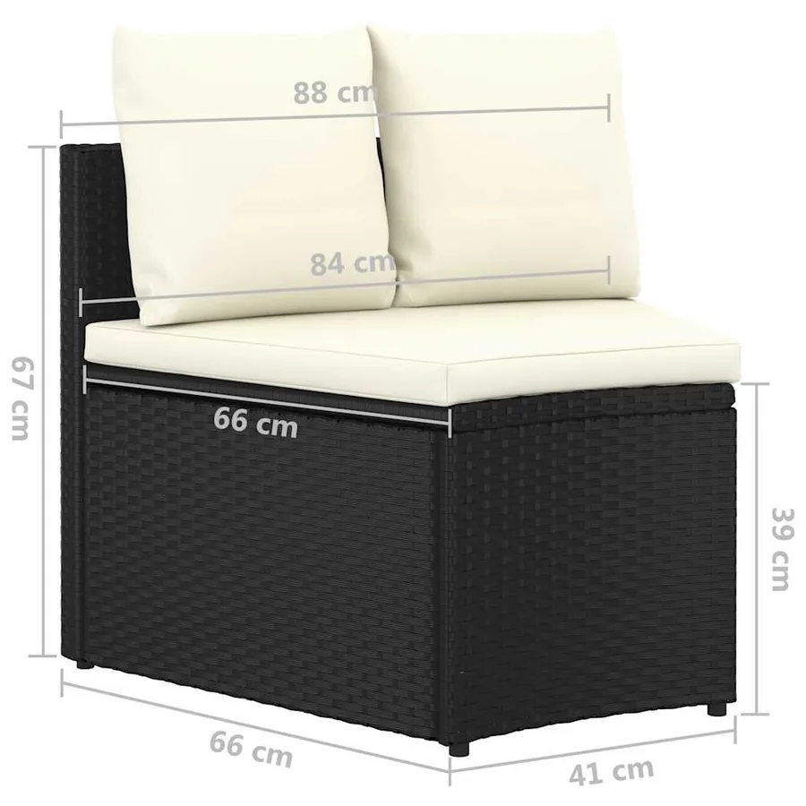 Salon de jardin 7 pcs avec coussins Résine tressée Noir - 11