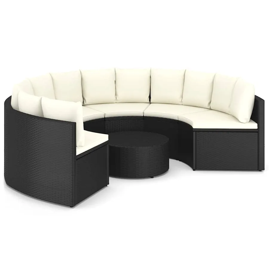 Salon de jardin 7 pcs avec coussins Résine tressée Noir - 2