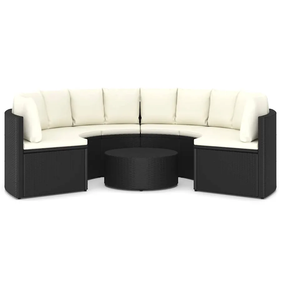 Salon de jardin 7 pcs avec coussins Résine tressée Noir - 3
