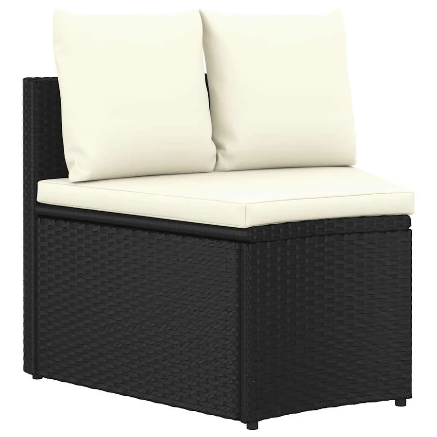 Salon de jardin 7 pcs avec coussins Résine tressée Noir - 4
