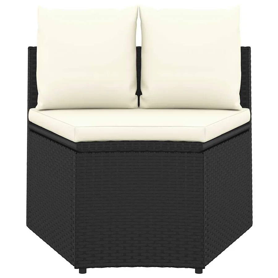 Salon de jardin 7 pcs avec coussins Résine tressée Noir - 5