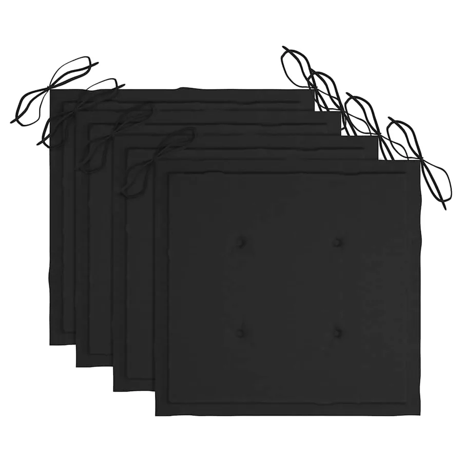 Chaises de jardin empilables avec coussins lot de 4 Teck solide - 7