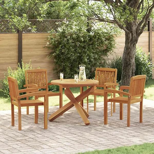 Ensemble à manger de jardin 5 pcs Bois de teck massif