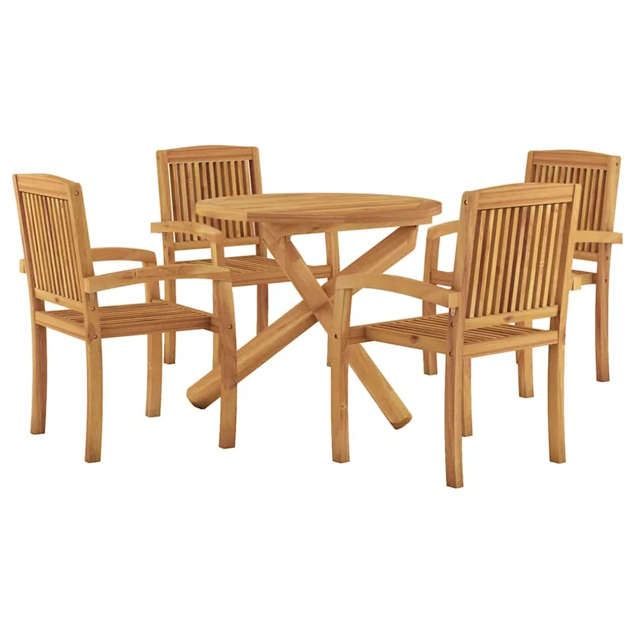 Ensemble à manger de jardin 5 pcs Bois de teck massif - 2