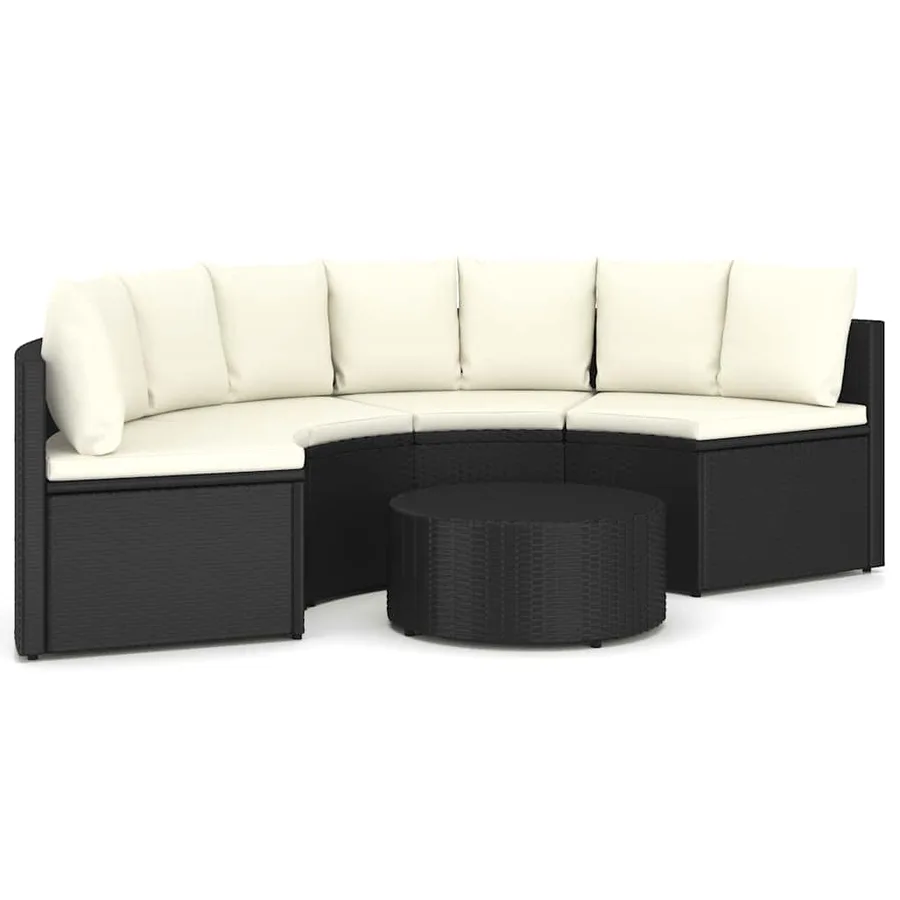 Salon de jardin 5 pcs avec coussins Résine tressée Noir - 2