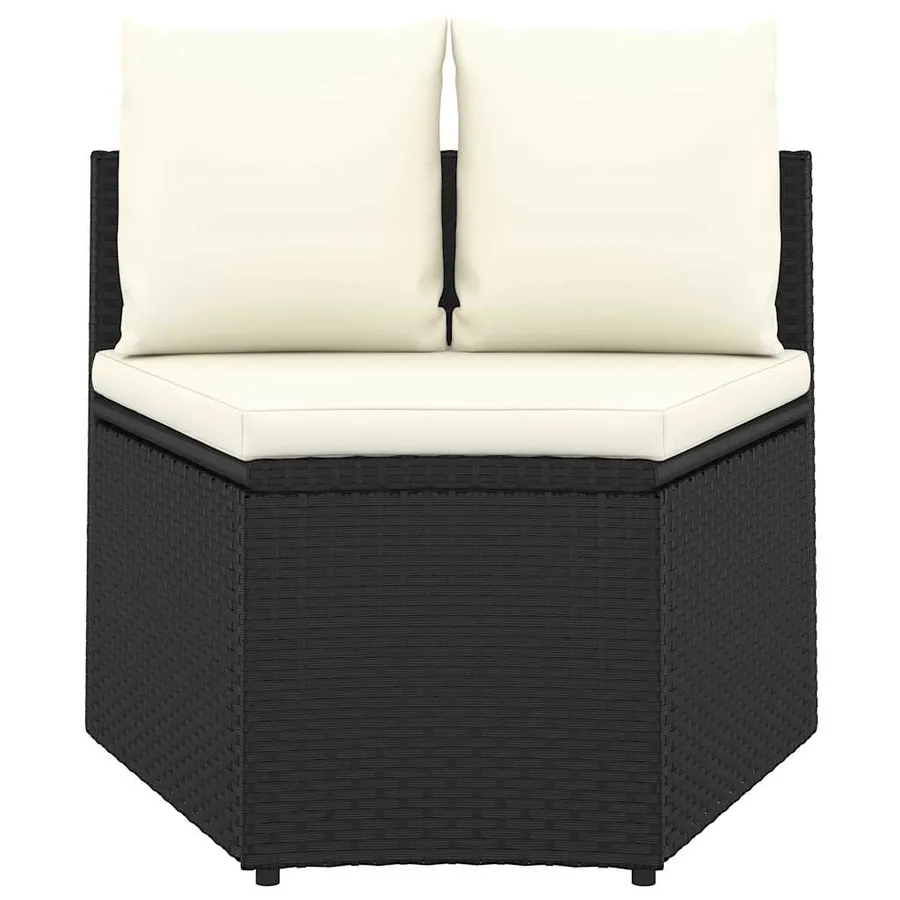Salon de jardin 5 pcs avec coussins Résine tressée Noir - 5