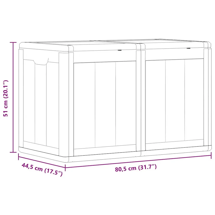 Boîte de rangement de jardin 180 L Gris PP aspect bois - 9