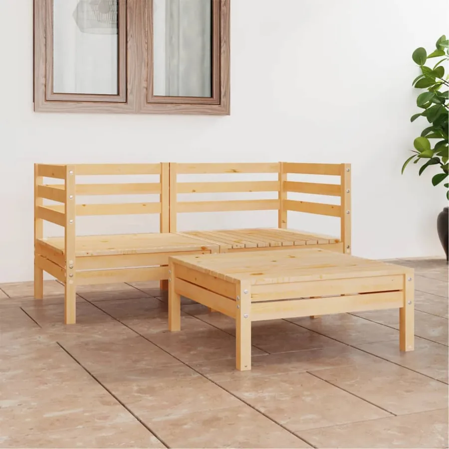 Salon de jardin 3 pcs Bois de pin massif