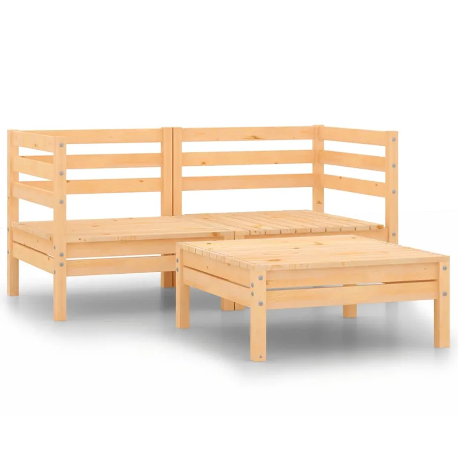 Salon de jardin 3 pcs Bois de pin massif - 2