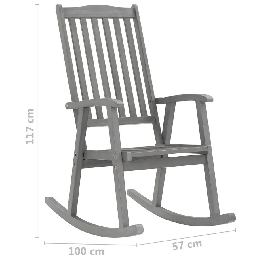 Chaise à bascule avec coussins Gris Bois d'acacia massif - 9