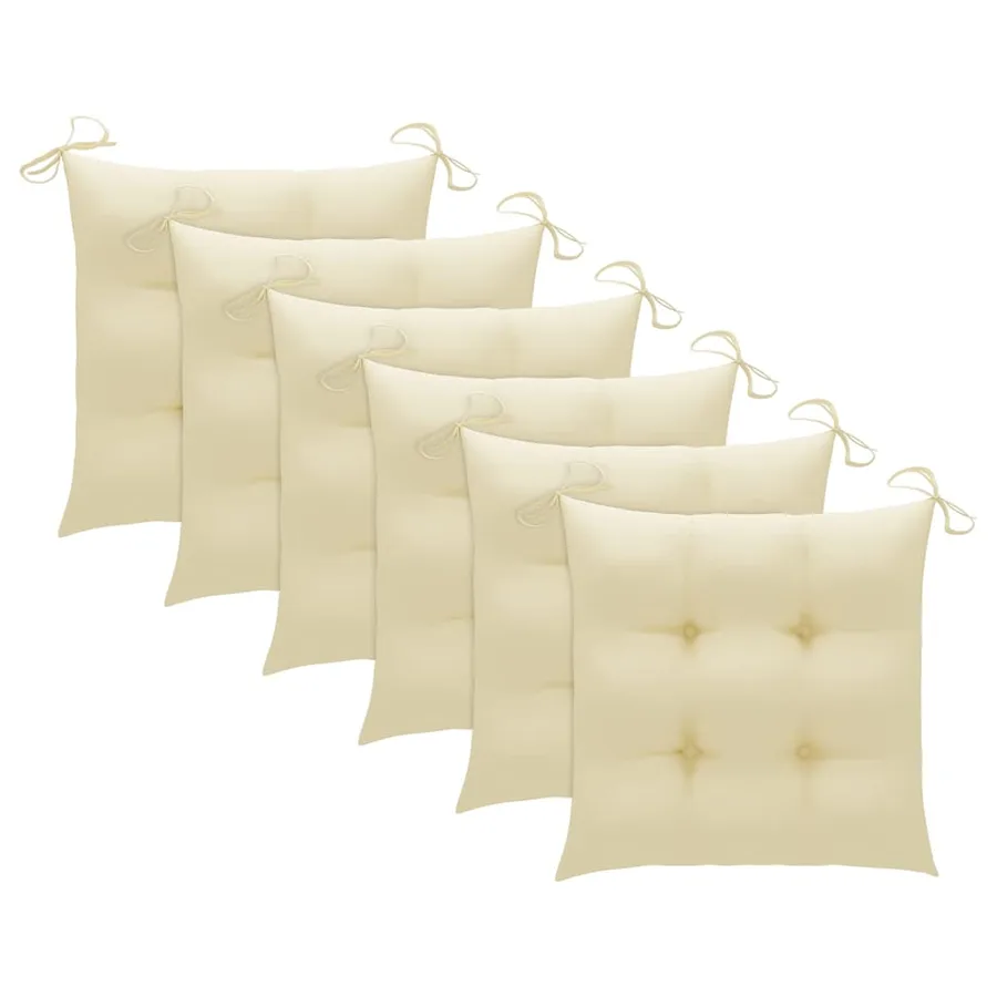 Chaises de jardin empilables avec coussins lot de 6 Teck solide - 7