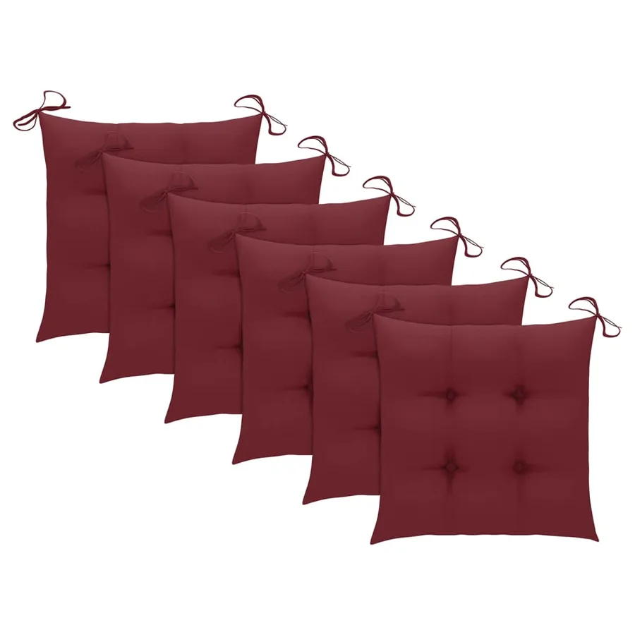 Chaises de jardin empilables avec coussins lot de 6 Teck solide - 7