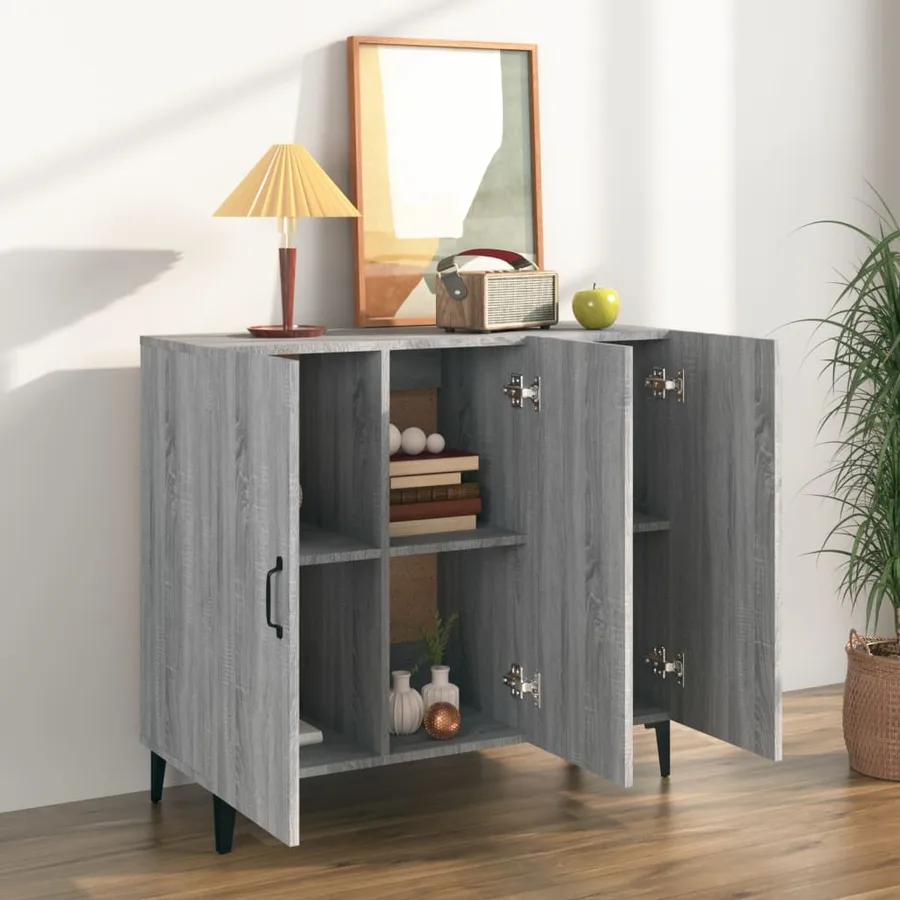 Buffet sonoma gris 90x34x80 cm bois d'ingénierie - 3