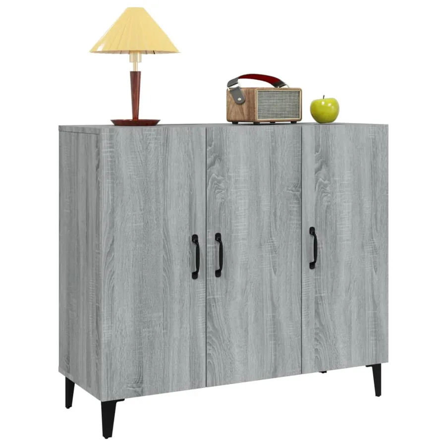 Buffet sonoma gris 90x34x80 cm bois d'ingénierie - 4