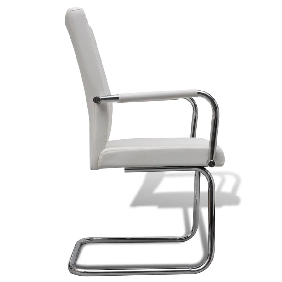 Chaises à manger cantilever lot de 4 blanc similicuir - 4