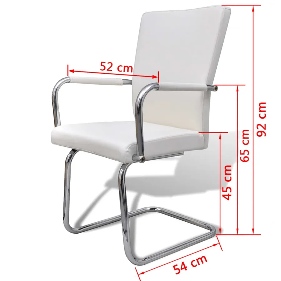 Chaises à manger cantilever lot de 4 blanc similicuir - 6