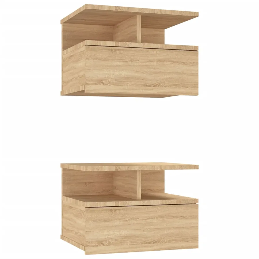 Tables de chevet flottantes 2 pcs Chêne sonoma Bois ingénierie - 2