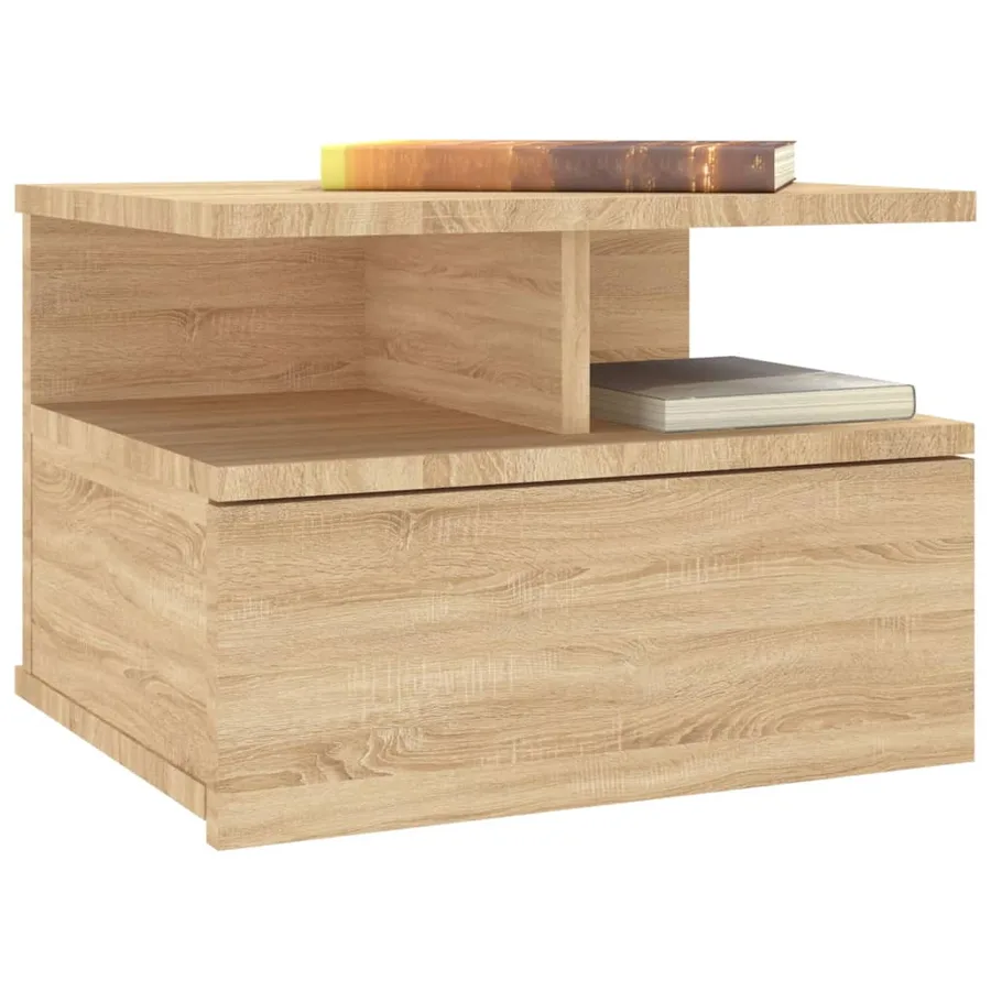 Tables de chevet flottantes 2 pcs Chêne sonoma Bois ingénierie - 3