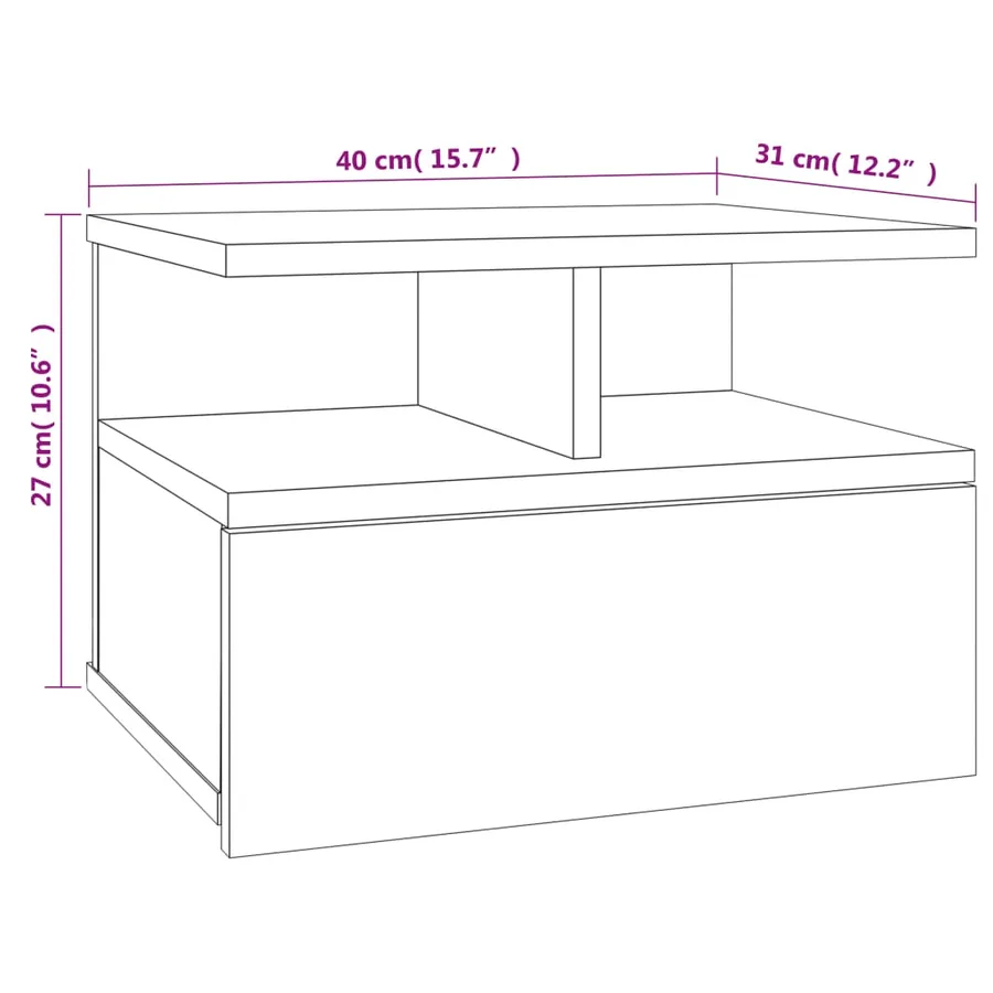 Tables de chevet flottantes 2 pcs Chêne sonoma Bois ingénierie - 9