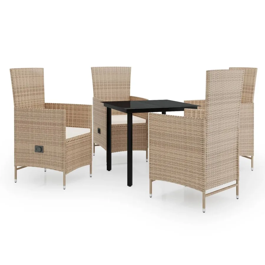Ensemble à manger de jardin avec coussins 5 pcs Beige - 2