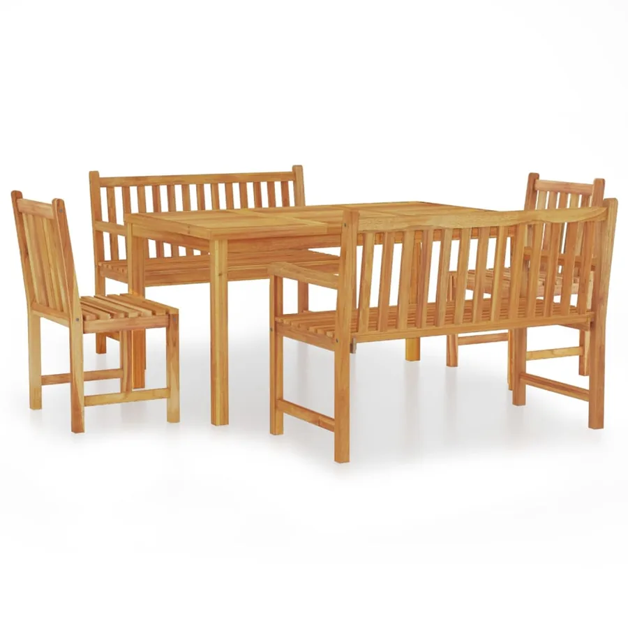 Ensemble à manger de jardin 5pcs Bois de teck massif - 2