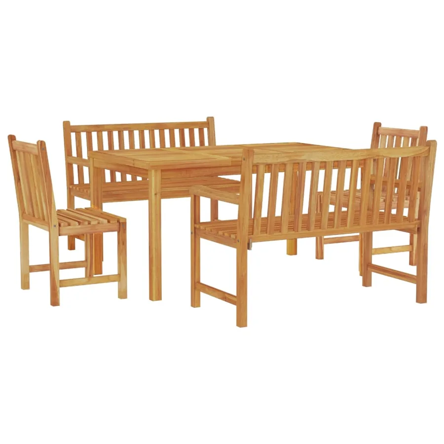 Ensemble à manger de jardin 5pcs Bois de teck massif - 3