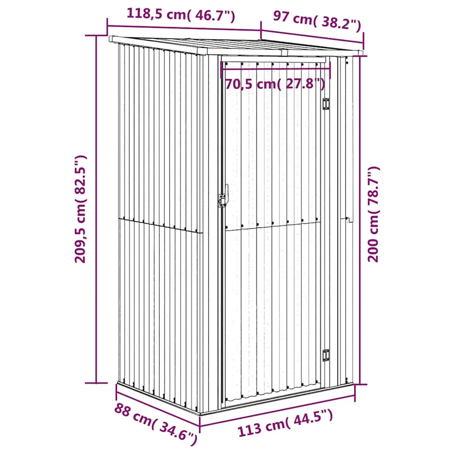Abri de jardin Anthracite 118,5x97x209,5 cm Acier galvanisé - 8
