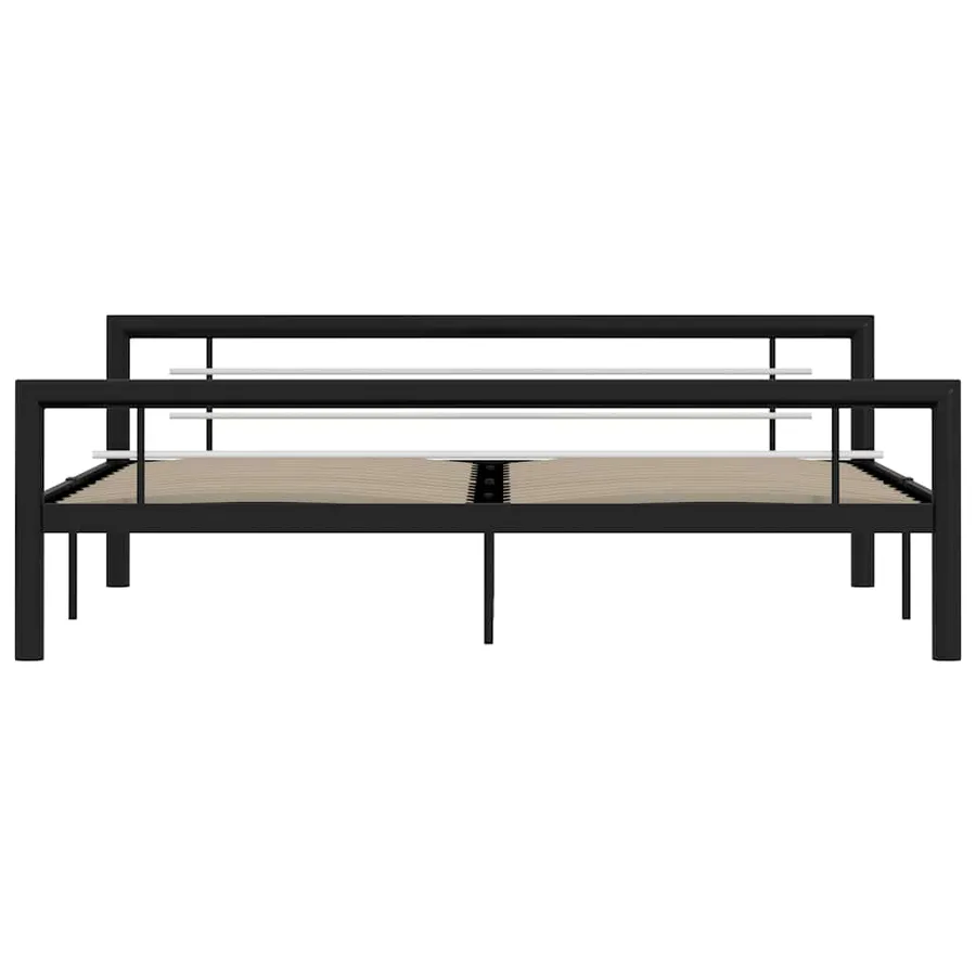 Cadre de lit sans matelas noir et blanc métal 180x200 cm - 3