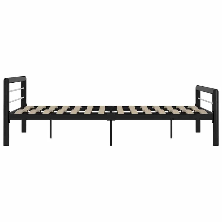 Cadre de lit sans matelas noir et blanc métal 180x200 cm - 4