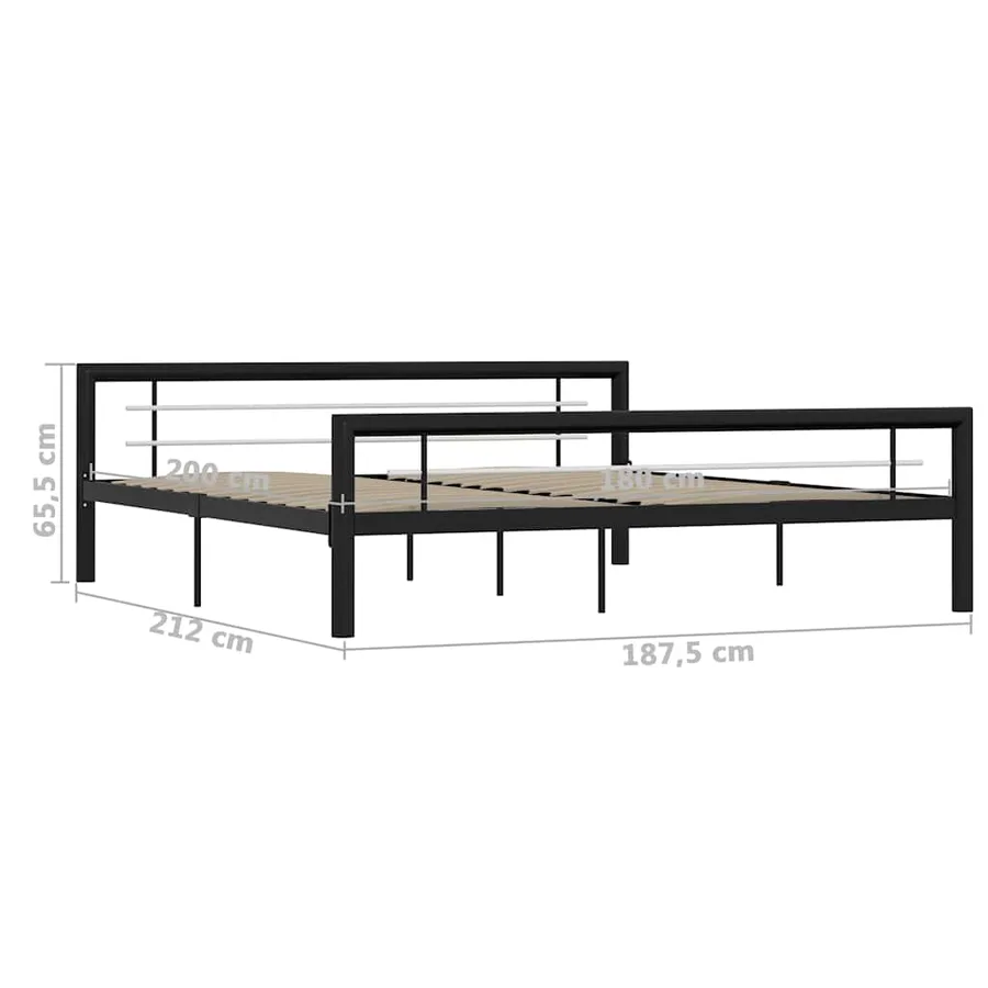 Cadre de lit sans matelas noir et blanc métal 180x200 cm - 6