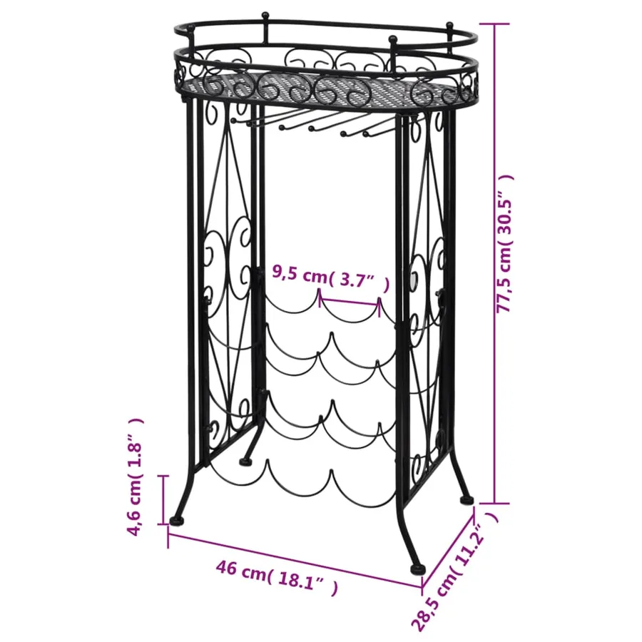 Casier à bouteilles avec porte-verre pour 9 bouteilles Métal - 5