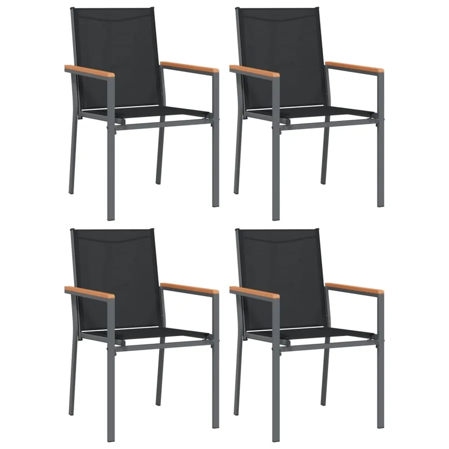 Chaises de jardin lot de 4 noir 55x61,5x90cm textilène et acier - 2