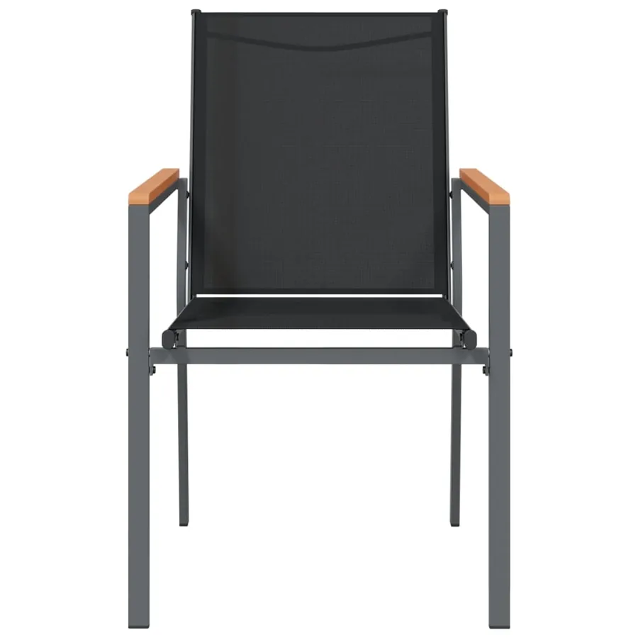 Chaises de jardin lot de 4 noir 55x61,5x90cm textilène et acier - 4
