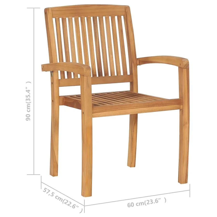 Chaises de jardin empilables 6 pcs Bois de teck solide - 5