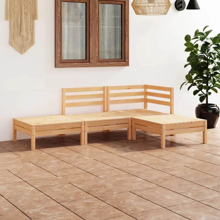 Salon de jardin 4 pcs Bois de pin massif