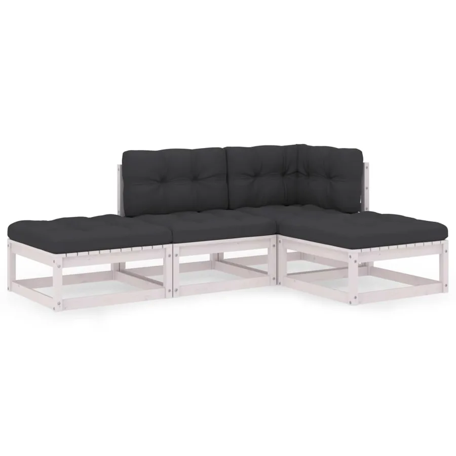 Salon de jardin 4 pcs avec coussins Bois de pin massif - 2