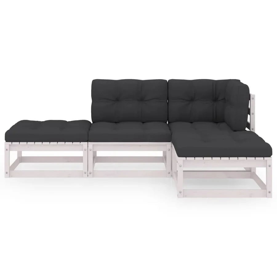 Salon de jardin 4 pcs avec coussins Bois de pin massif - 3