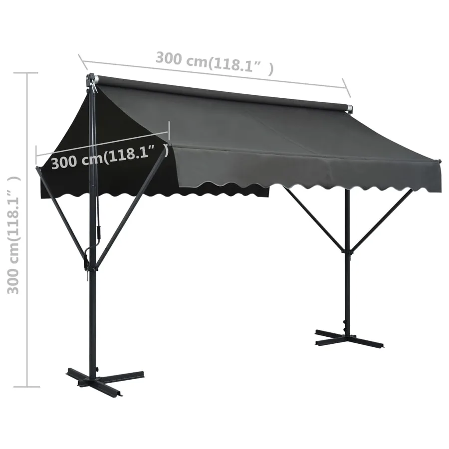 Auvent sur pied 300 x 300 cm Anthracite - 8
