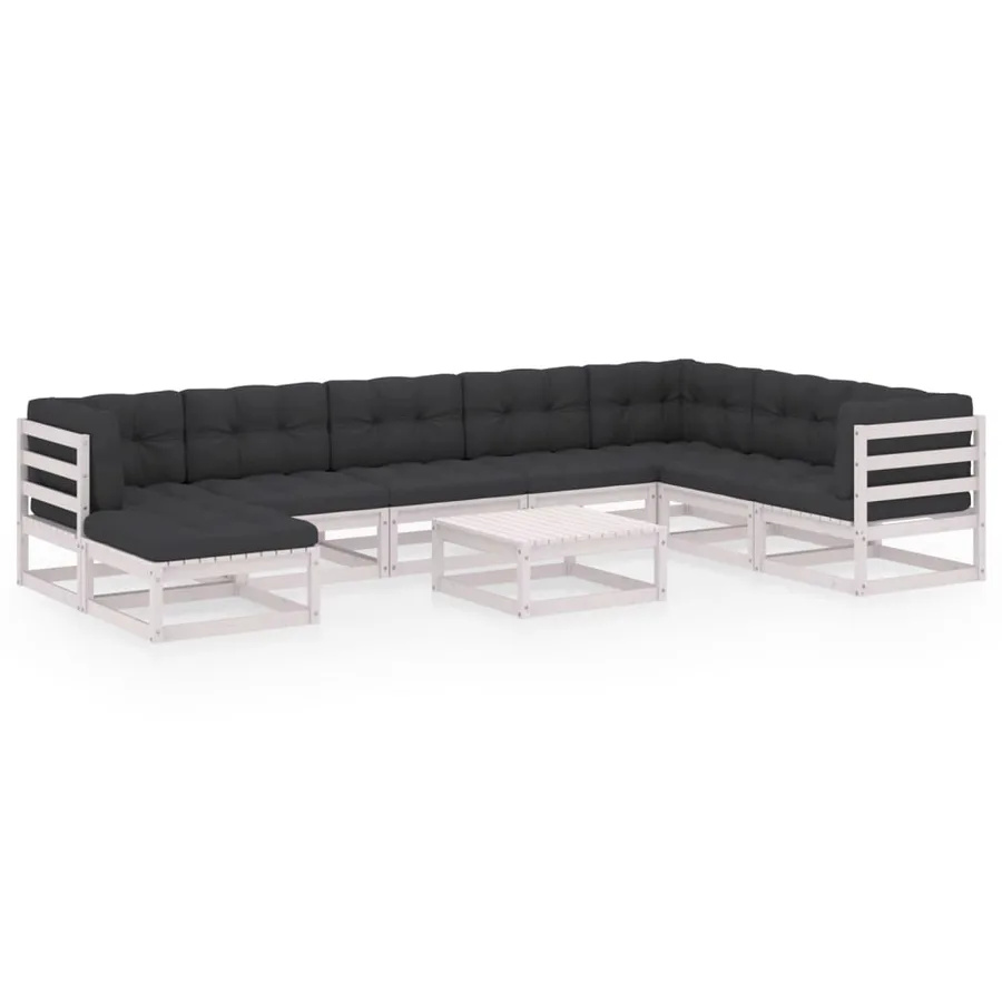 Salon de jardin 9 pcs avec coussins Bois de pin massif - 2