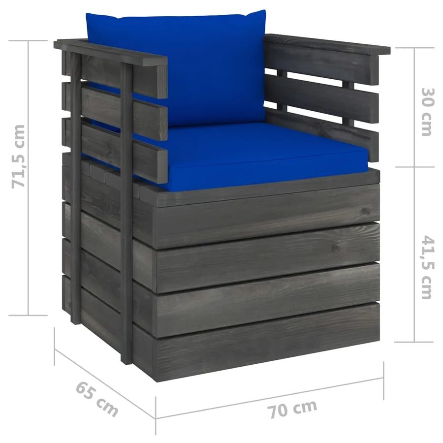 Fauteuil de jardin avec coussins Bois de pin - 7