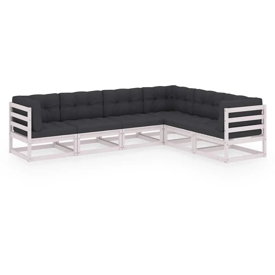 Salon de jardin 6 pcs avec coussins Bois de pin massif - 2