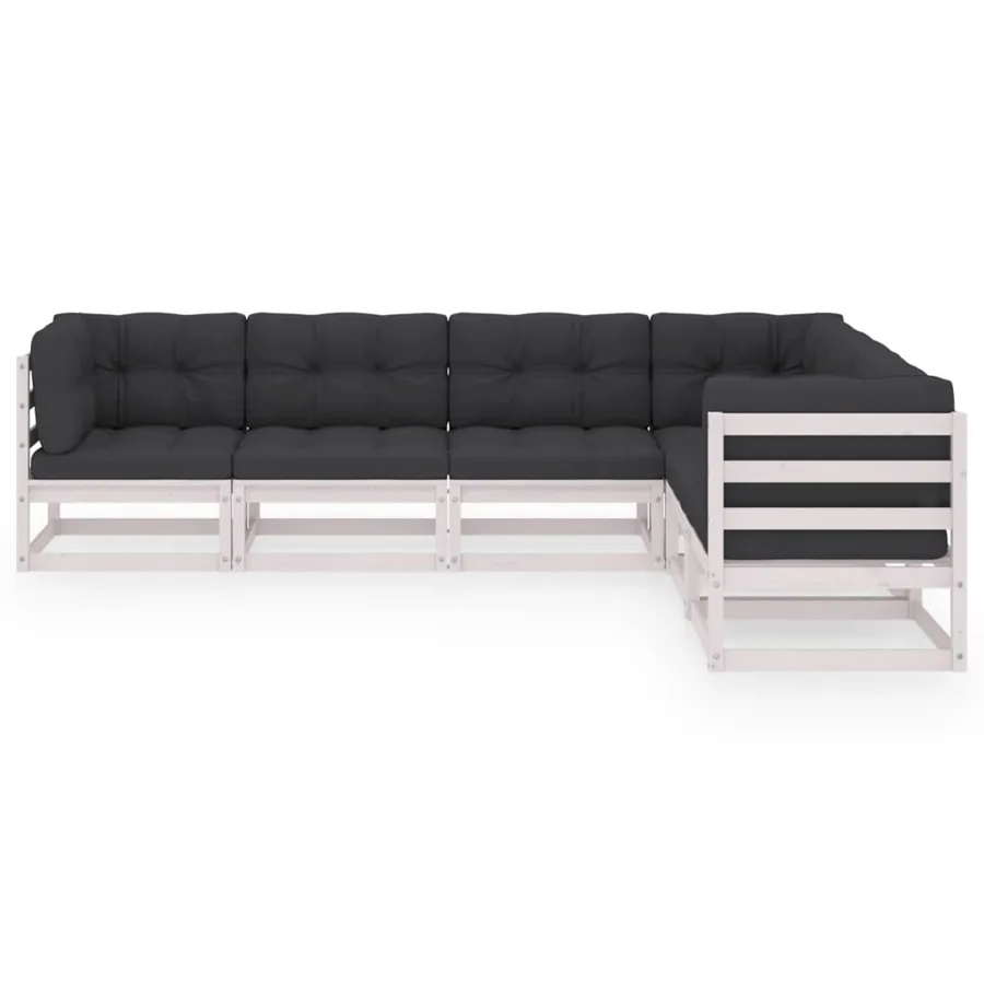 Salon de jardin 6 pcs avec coussins Bois de pin massif - 3