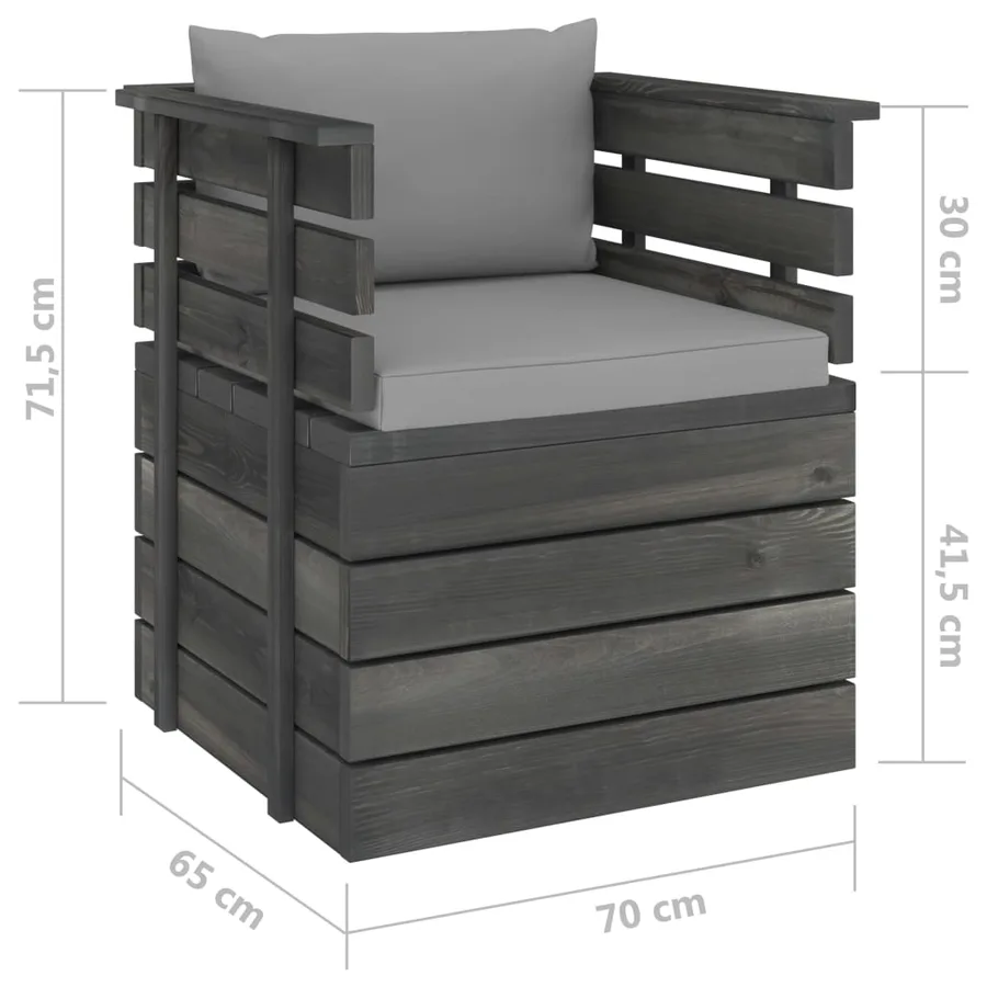 Fauteuil de jardin avec coussins Bois de pin - 7