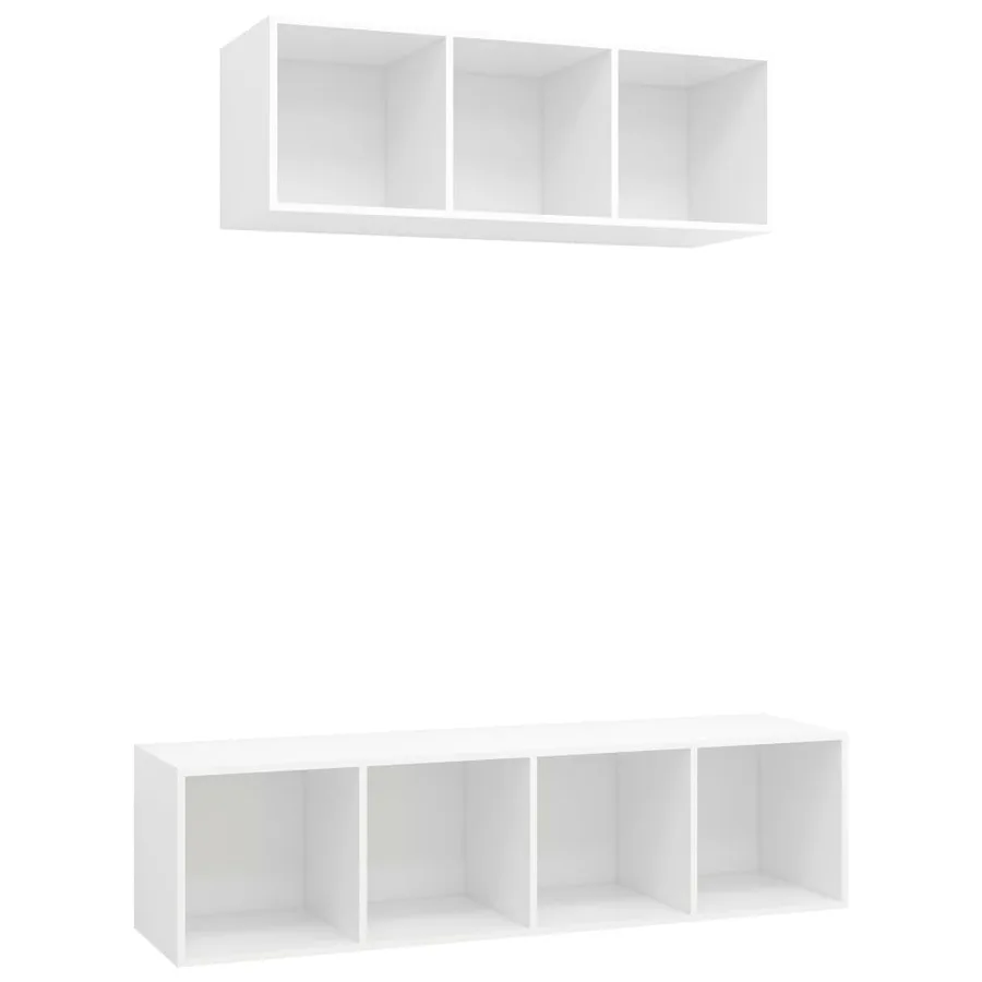 Ensemble de meuble TV 2 pcs Blanc Bois d'ingénierie - 2