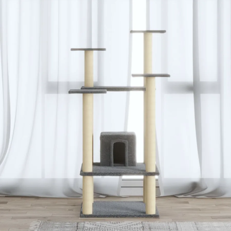 Arbre à chat avec griffoirs en sisal Gris clair 110 cm